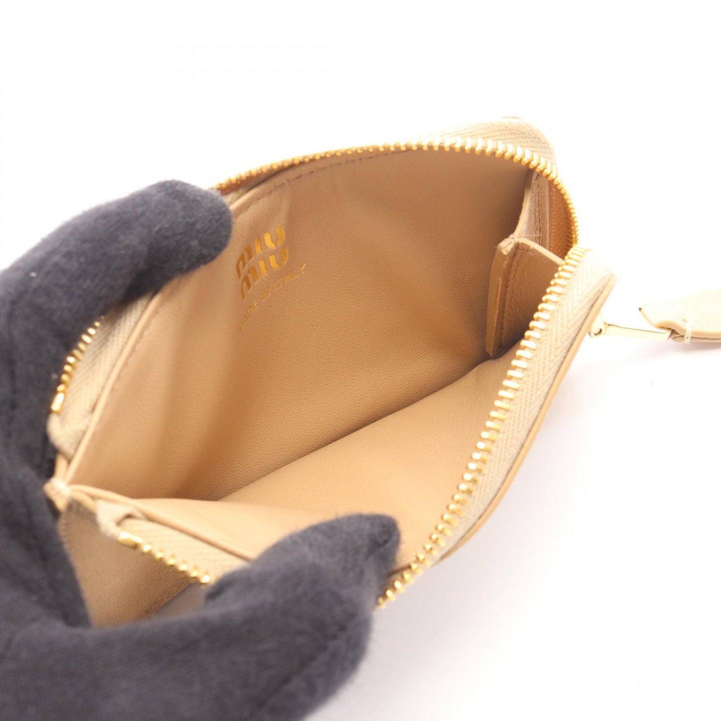 NAPPA AVIATOR コインケース レザー ベージュ ミュウミュウ