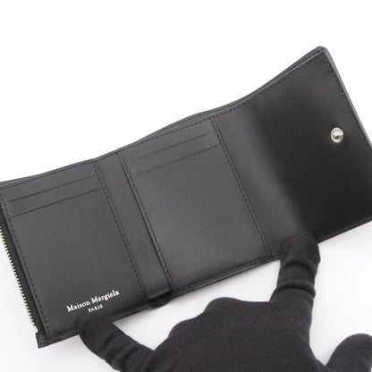 4ステッチ ウォレット 三つ折り財布 レザー ブラック メゾンマルジェラ