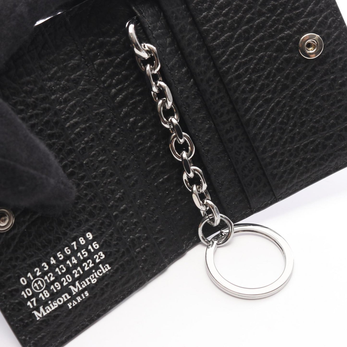 4ステッチ キーリング付き カードケース レザー ブラック メゾンマルジェラ 財布・小物 Maison Margiela