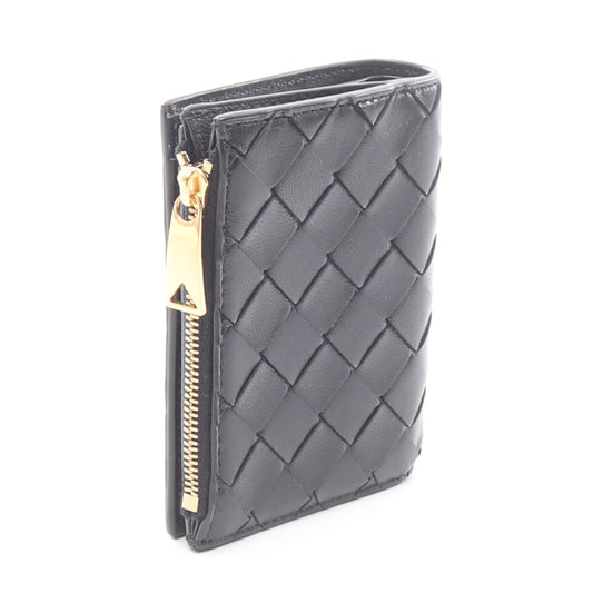 イントレチャート スモール 二つ折り財布 レザー ブラック ボッテガヴェネタ 財布・小物 BOTTEGA VENETA