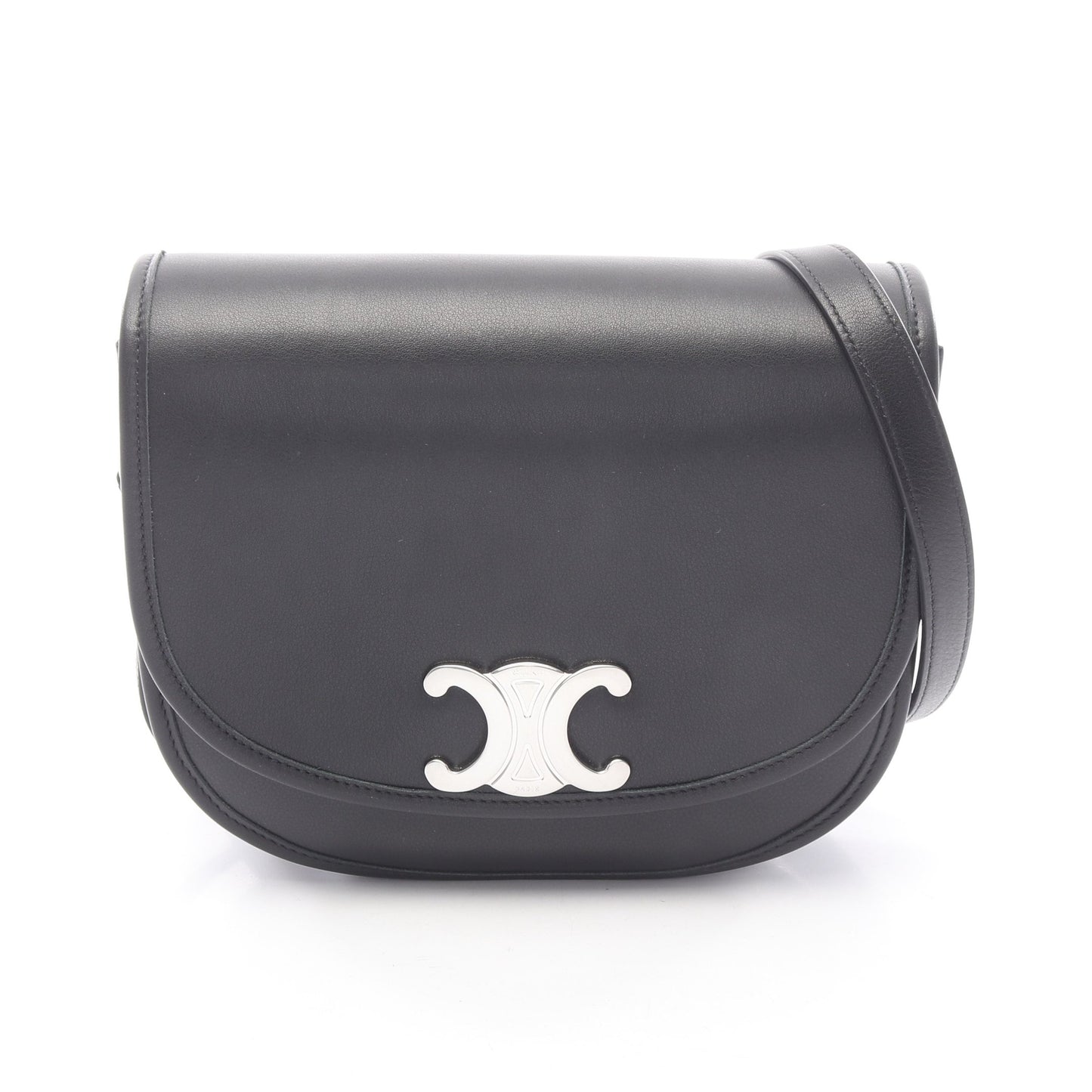 ミディアム ブザス トリオンフ ショルダーバッグ レザー ブラック セリーヌ バッグ CELINE