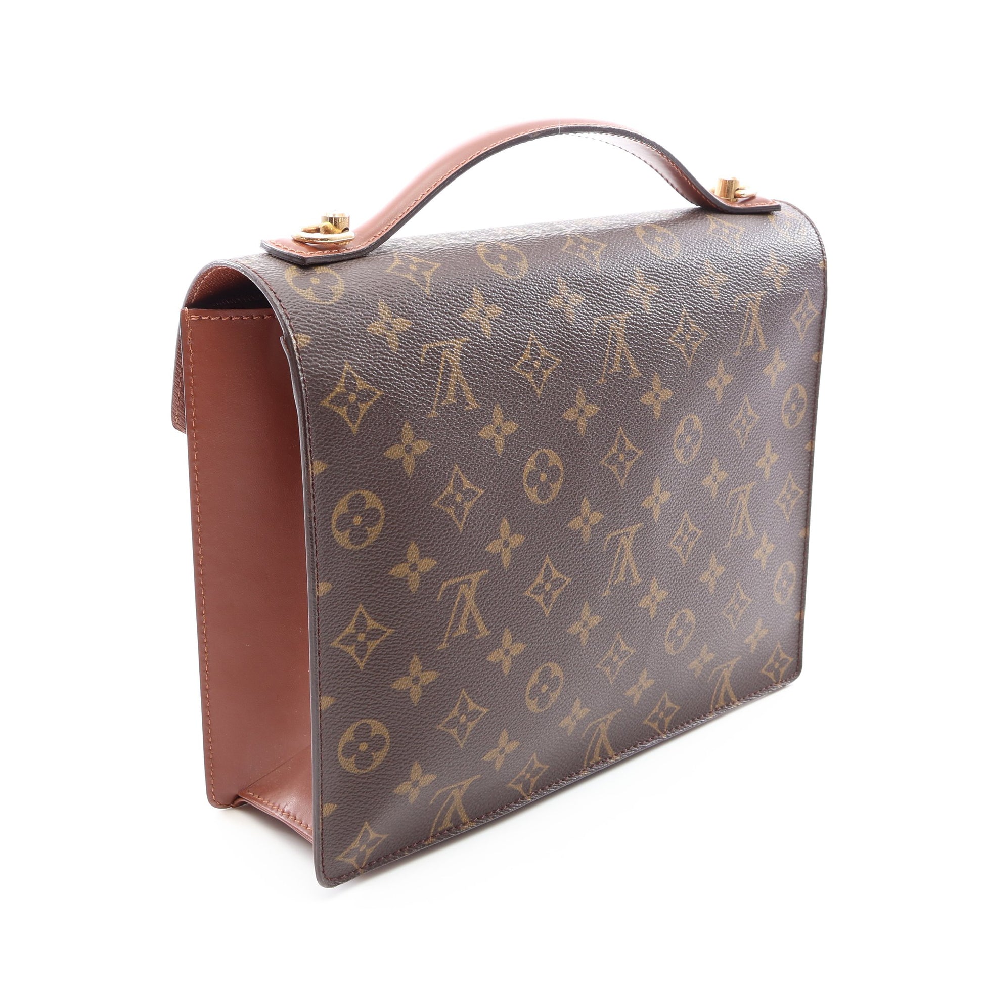 モンソー モノグラム ハンドバッグ PVC レザー ブラウン ルイヴィトン バッグ LOUIS VUITTON