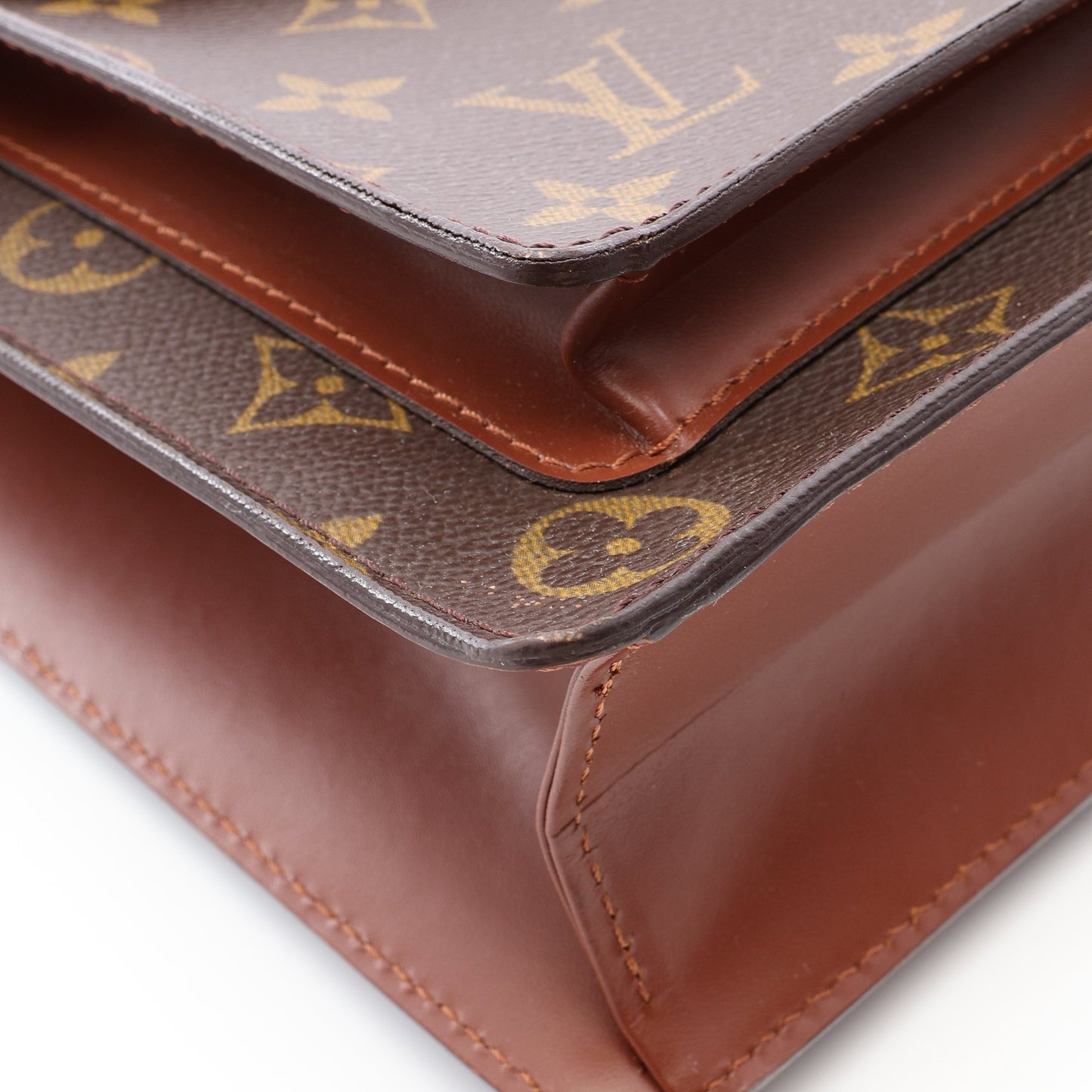 モンソー モノグラム ハンドバッグ PVC レザー ブラウン ルイヴィトン バッグ LOUIS VUITTON