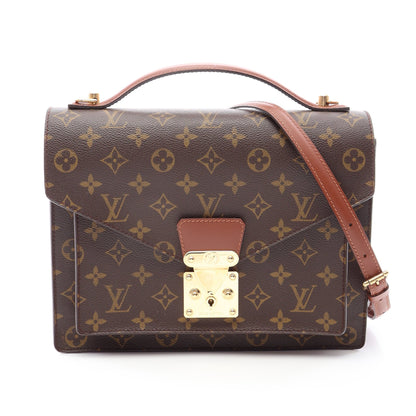 モンソー モノグラム ハンドバッグ PVC レザー ブラウン ルイヴィトン バッグ LOUIS VUITTON