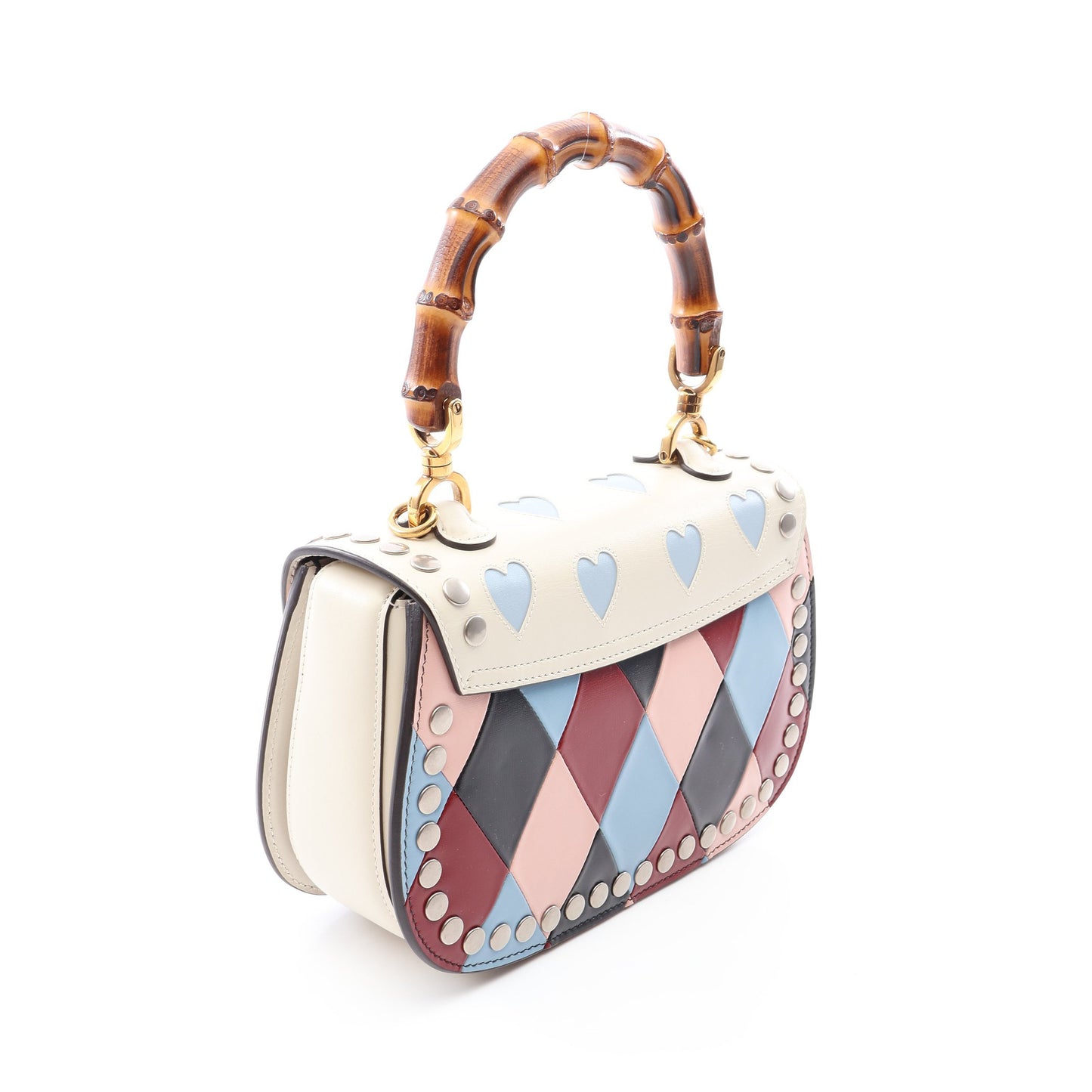 バンブー 1947 2WAY ハンドバッグ レザー ホワイト マルチカラー グッチ バッグ GUCCI