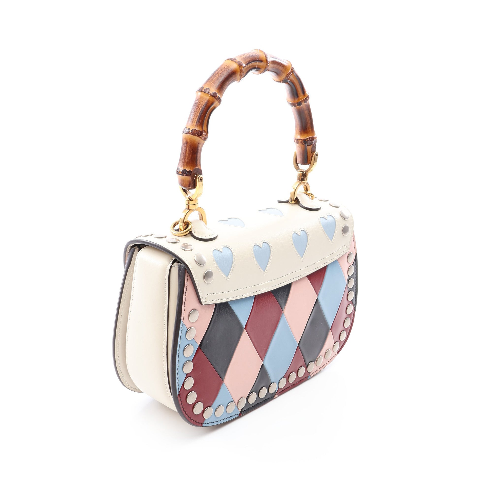 バンブー 1947 2WAY ハンドバッグ レザー ホワイト マルチカラー グッチ バッグ GUCCI