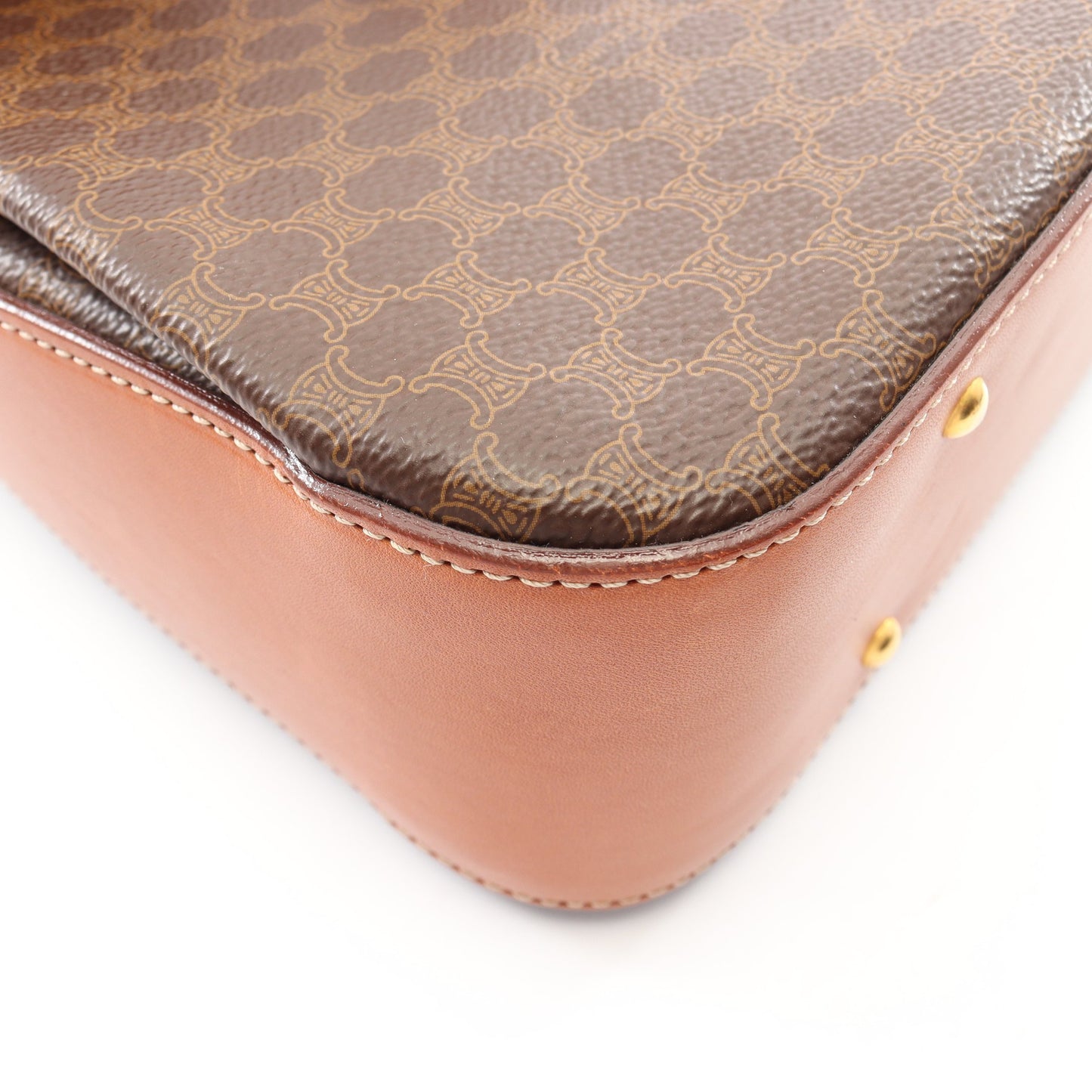 マカダム 2WAY ハンドバッグ PVC レザー ダークブラウン ブラウン セリーヌ バッグ CELINE
