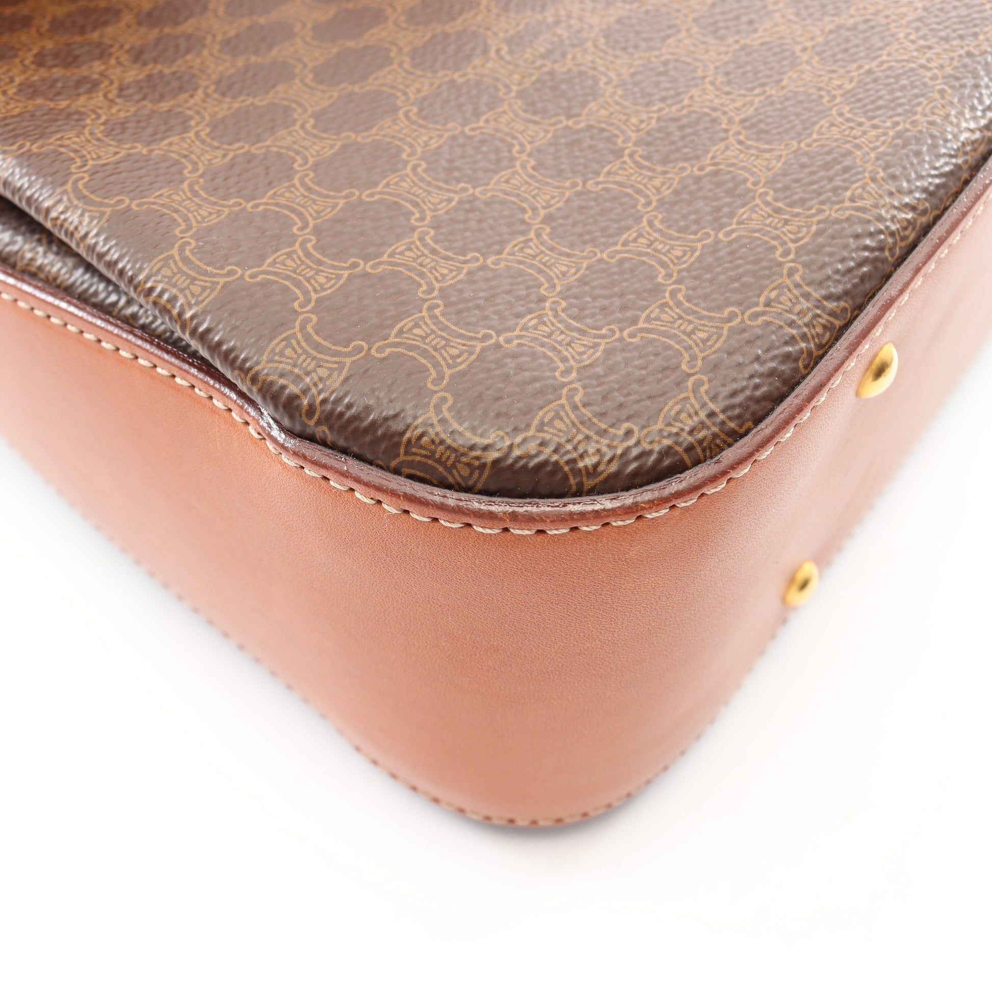 マカダム 2WAY ハンドバッグ PVC レザー ダークブラウン ブラウン セリーヌ バッグ CELINE