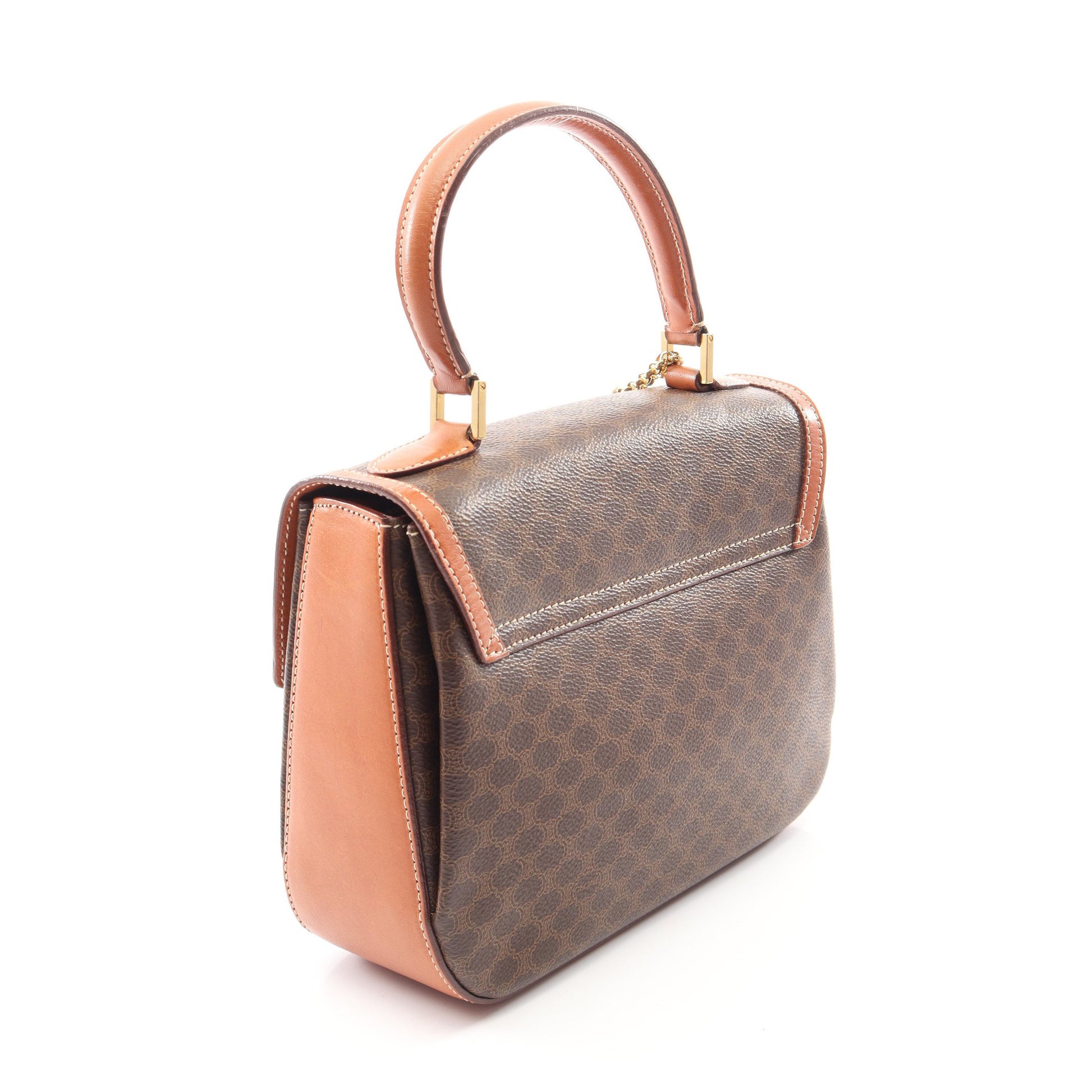 マカダム 2WAY ハンドバッグ PVC レザー ダークブラウン ブラウン セリーヌ バッグ CELINE