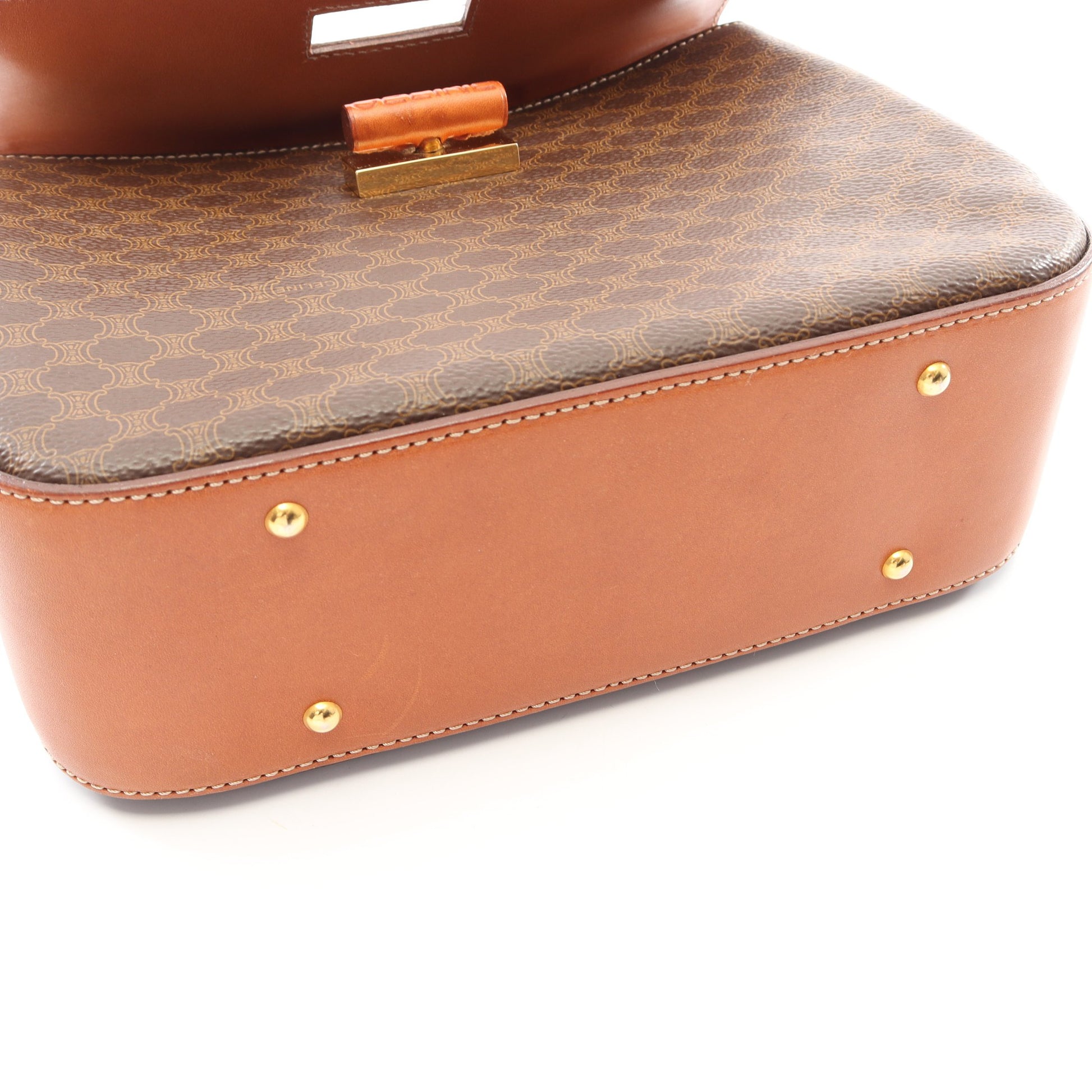 マカダム 2WAY ハンドバッグ PVC レザー ダークブラウン ブラウン セリーヌ バッグ CELINE