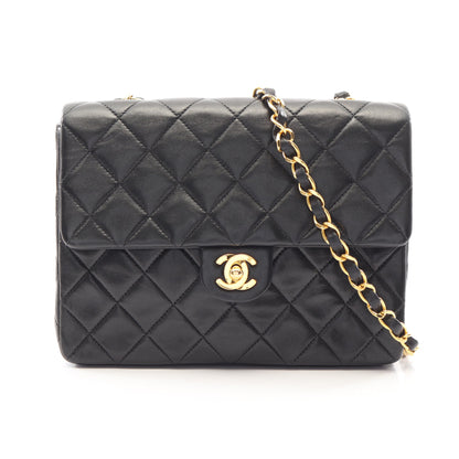 マトラッセ チェーンショルダーバッグ ラムスキン ブラック ゴールド金具 ヴィンテージ シャネル バッグ CHANEL