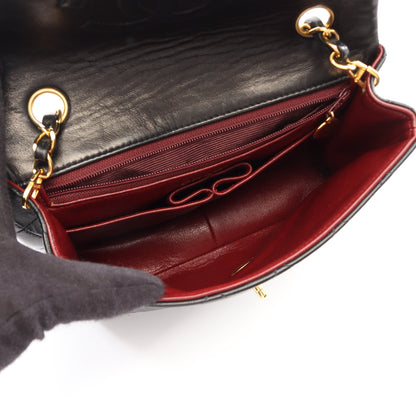 マトラッセ チェーンショルダーバッグ ラムスキン ブラック ゴールド金具 ヴィンテージ シャネル バッグ CHANEL