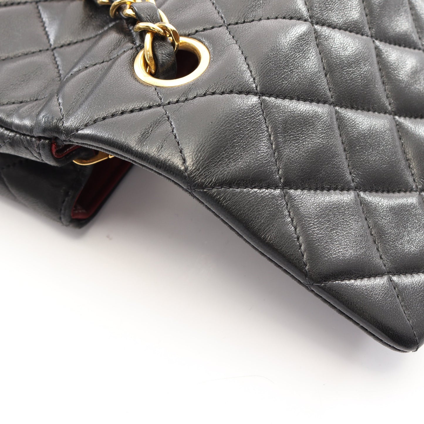 マトラッセ チェーンショルダーバッグ ラムスキン ブラック ゴールド金具 ヴィンテージ シャネル バッグ CHANEL