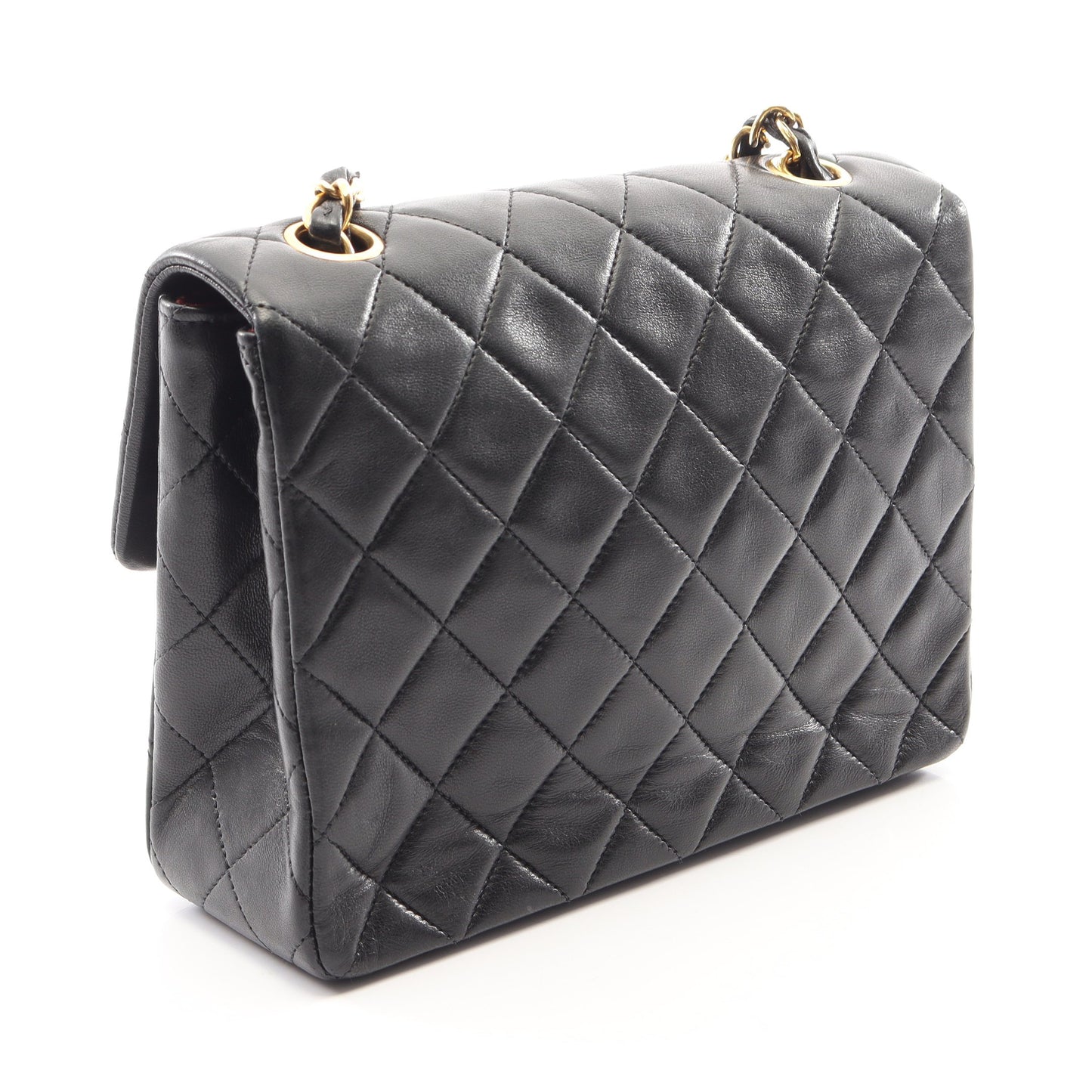 マトラッセ チェーンショルダーバッグ ラムスキン ブラック ゴールド金具 ヴィンテージ シャネル バッグ CHANEL