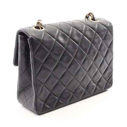 マトラッセ チェーンショルダーバッグ ラムスキン ブラック ゴールド金具 ヴィンテージ シャネル バッグ CHANEL