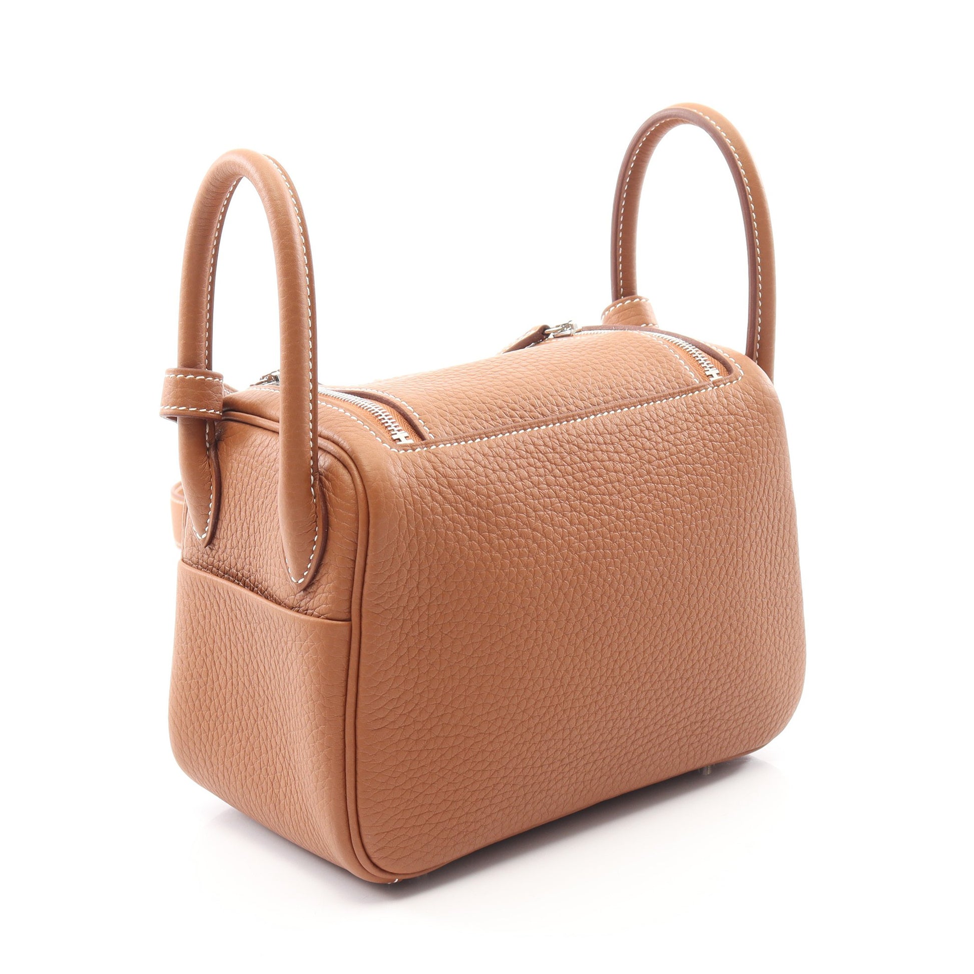 リンディ ミニ ゴールド ショルダーバッグ トリヨンクレマンス ブラウン シルバー金具 K刻印 エルメス バッグ HERMES