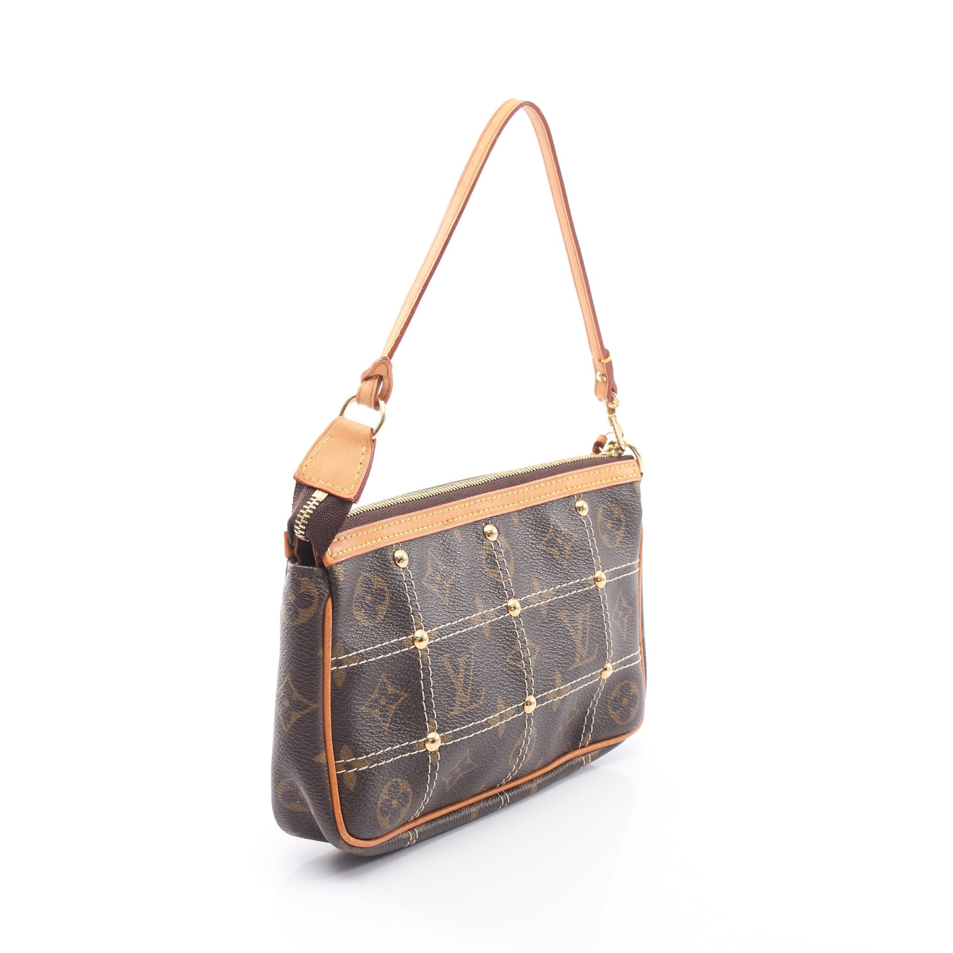 リヴェット ポシェット アクセソワール モノグラム ハンドバッグ PVC レザー ブラウン ルイヴィトン バッグ LOUIS VUITTON