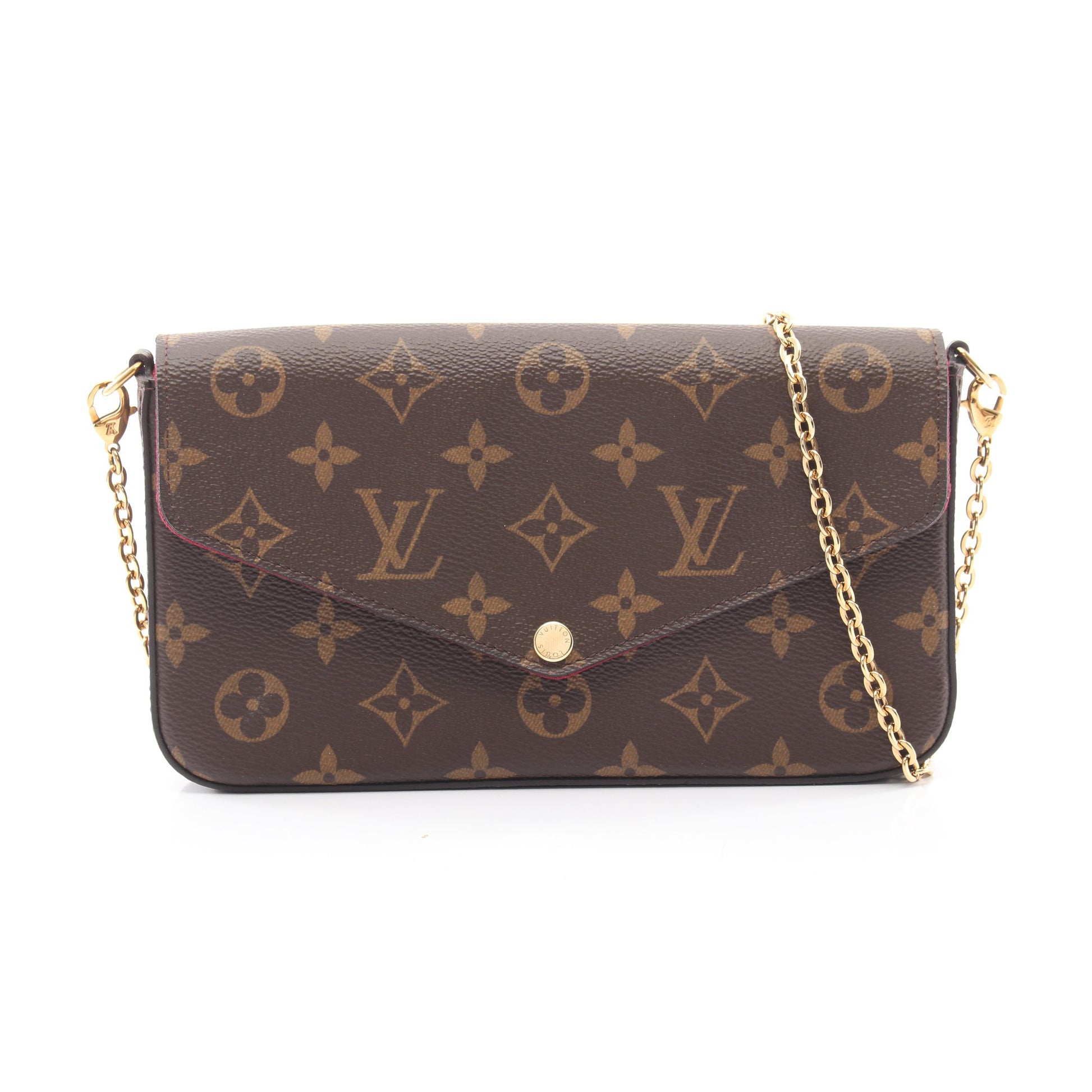ポシェット フェリシー モノグラム フューシャ チェーンウォレット PVC レザー ブラウン ルイヴィトン バッグ LOUIS VUITTON