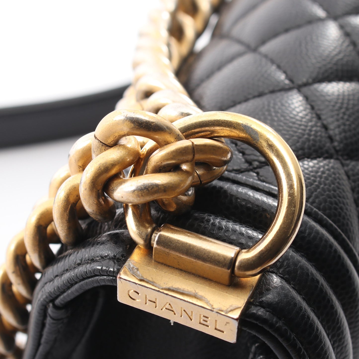 ボーイシャネル スモール チェーンショルダーバッグ キャビアスキン ブラック ゴールド金具 シャネル バッグ CHANEL
