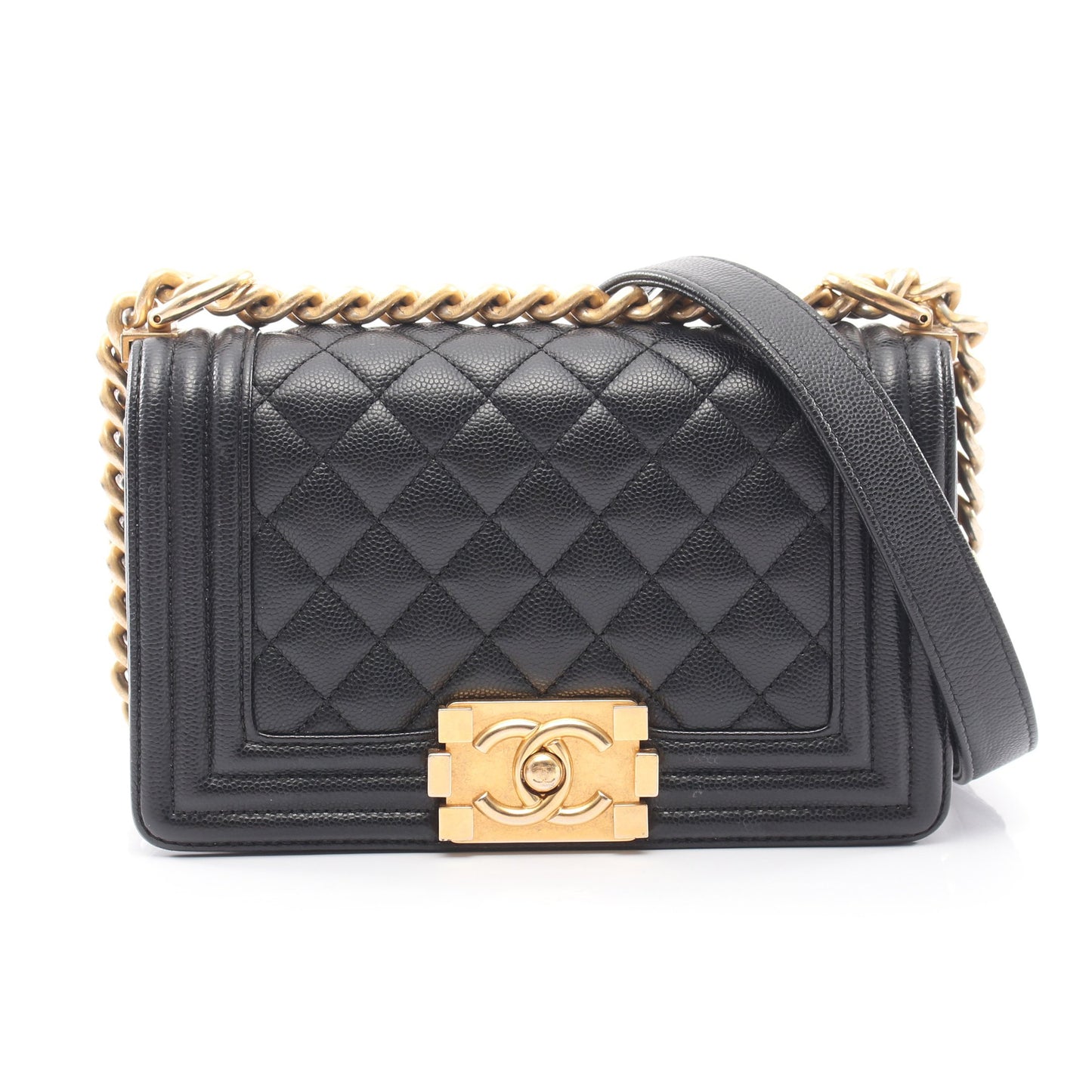 ボーイシャネル スモール チェーンショルダーバッグ キャビアスキン ブラック ゴールド金具 シャネル バッグ CHANEL