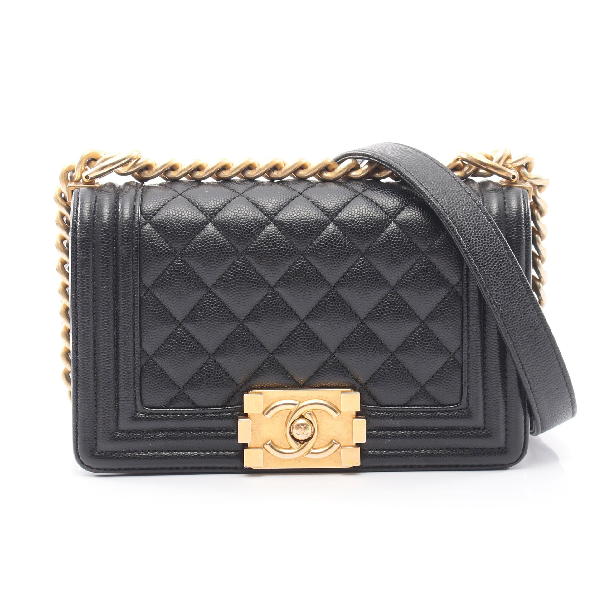 ボーイシャネル スモール チェーンショルダーバッグ キャビアスキン ブラック ゴールド金具 シャネル バッグ CHANEL