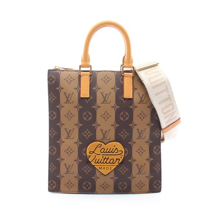 LOUIS VUITTON × NIGO サック プラ メッセンジャー モノグラム ストライプ 2WAY ハンドバッグ トートバッグ PVC レザー ブラウン ルイヴィトン バッグ LOUIS VUITTON