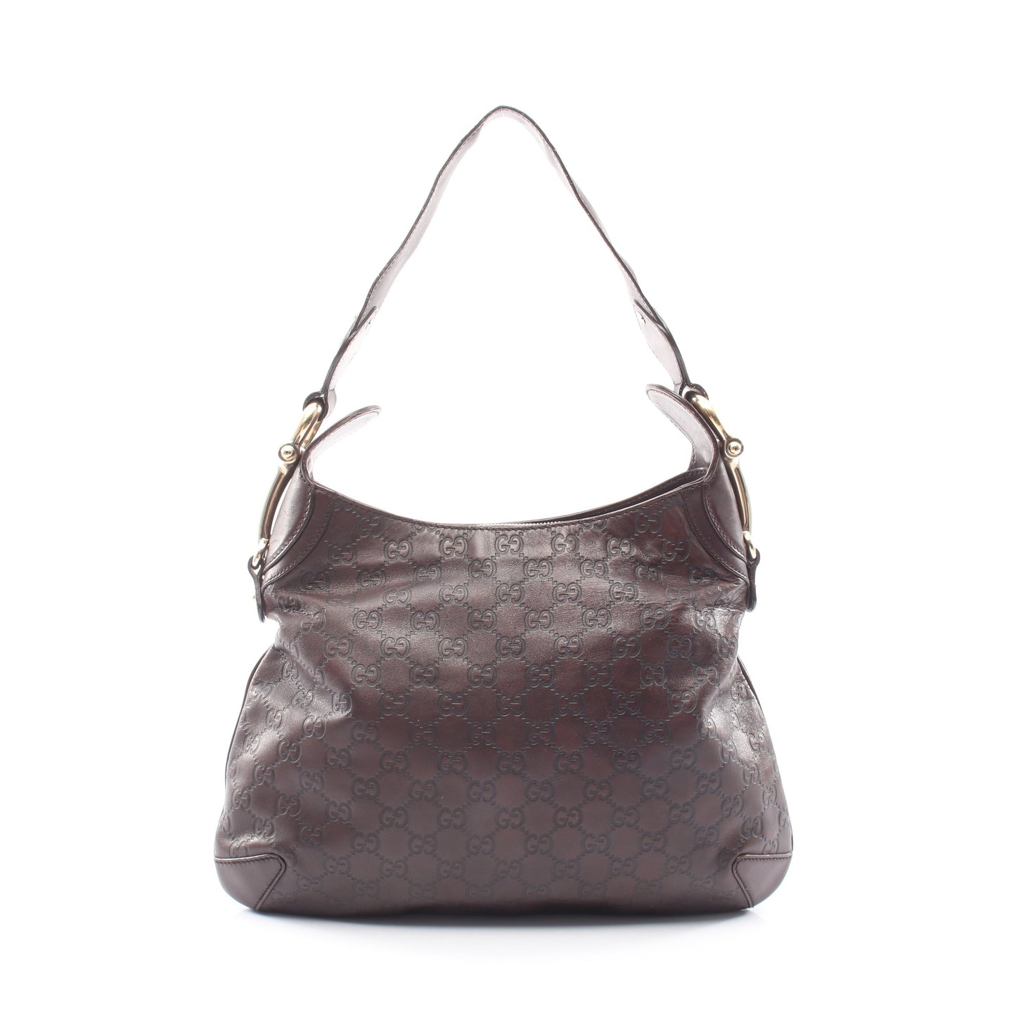 ホースビット グッチシマ ワンショルダーバッグ レザー ダークブラウン グッチ バッグ GUCCI