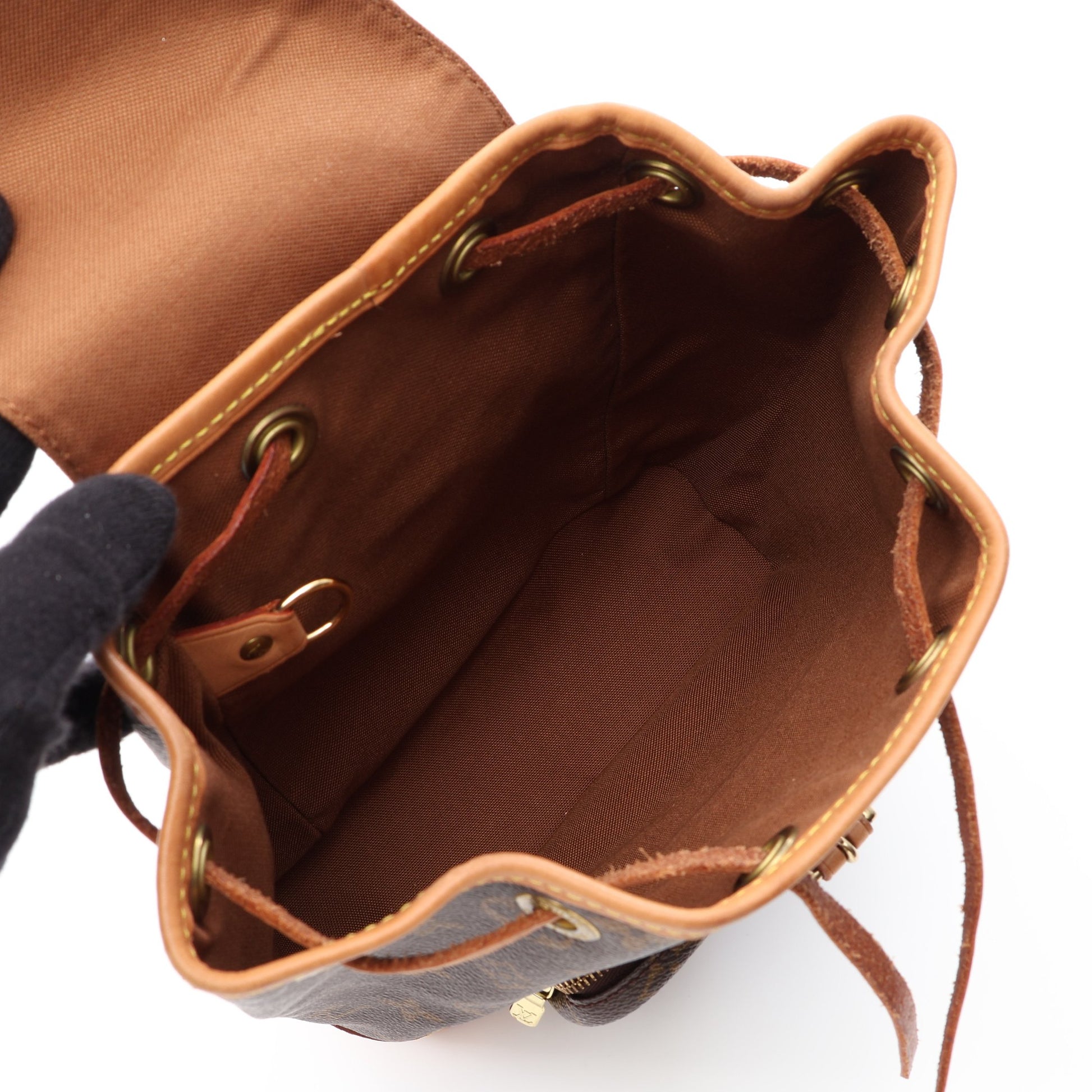ミニモンスリ モノグラム バックパック リュックサック PVC レザー ブラウン ルイヴィトン バッグ LOUIS VUITTON