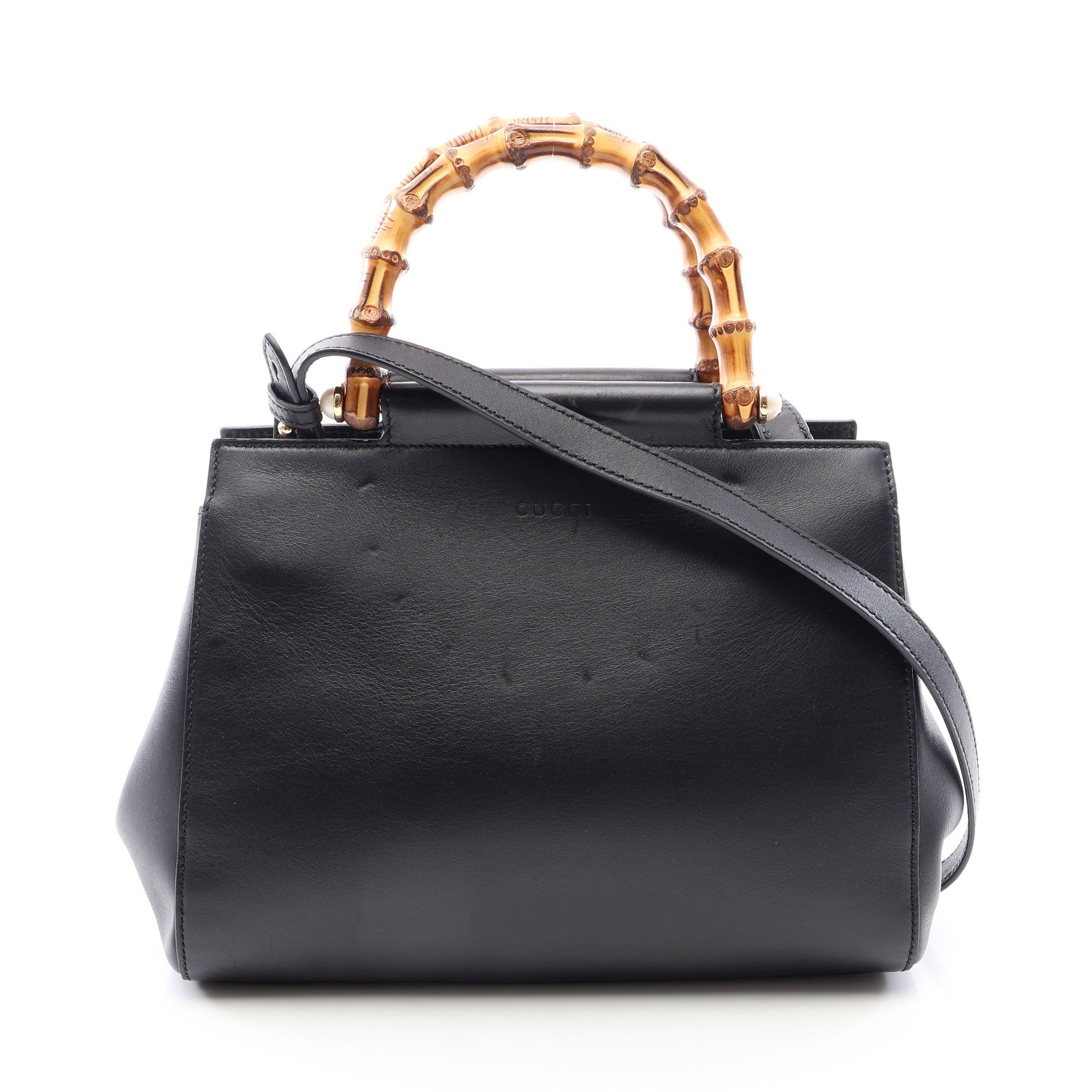 ニムフェア バンブー 2WAY ハンドバッグ レザー ブラック グッチ バッグ GUCCI