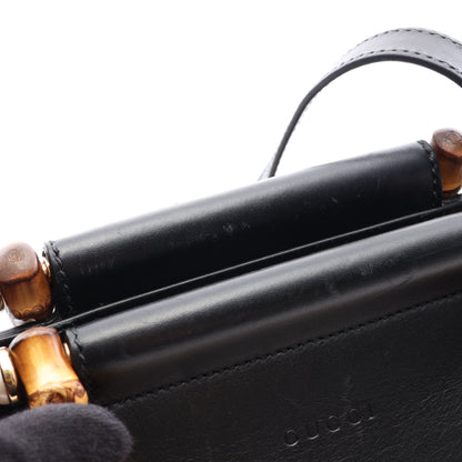 ニムフェア バンブー 2WAY ハンドバッグ レザー ブラック グッチ バッグ GUCCI