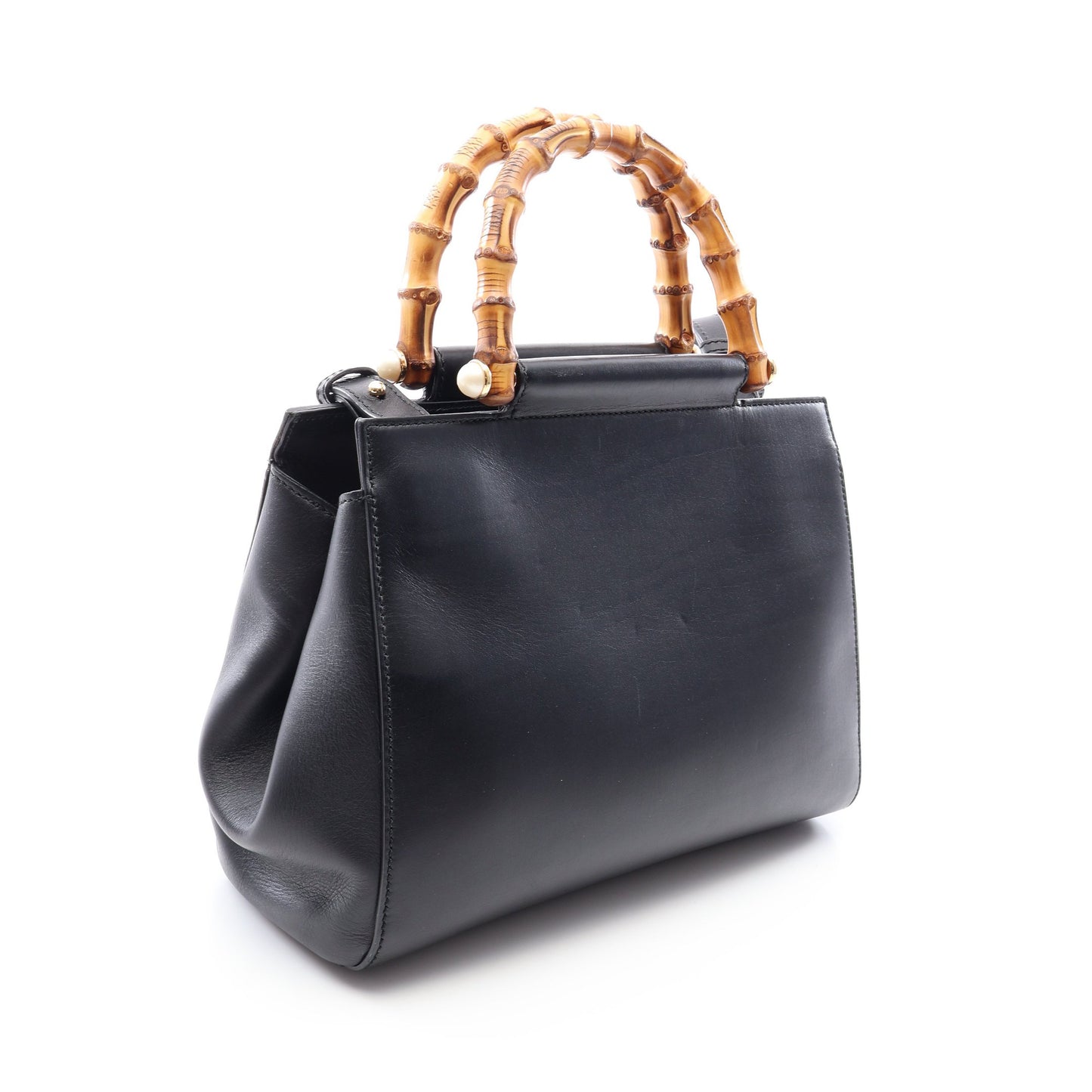 ニムフェア バンブー 2WAY ハンドバッグ レザー ブラック グッチ バッグ GUCCI
