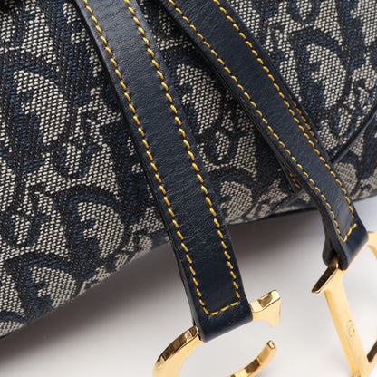 ダブルサドルバッグ トロッター ワンショルダーバッグ キャンバス レザー ネイビー クリスチャンディオール バッグ Christian Dior