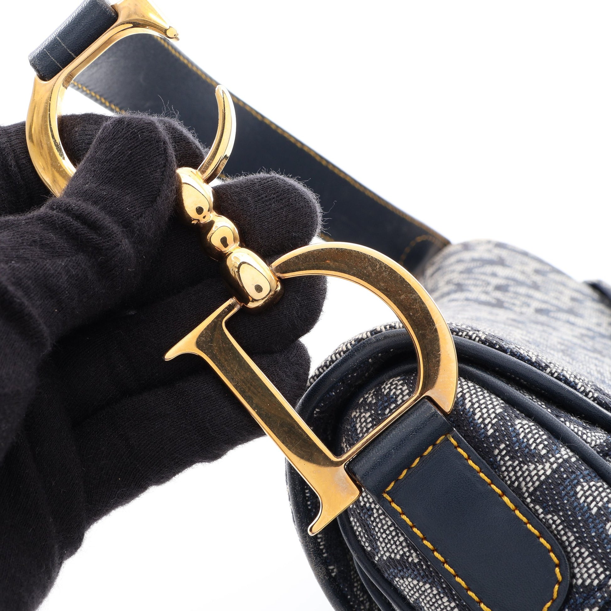 ダブルサドルバッグ トロッター ワンショルダーバッグ キャンバス レザー ネイビー クリスチャンディオール バッグ Christian Dior