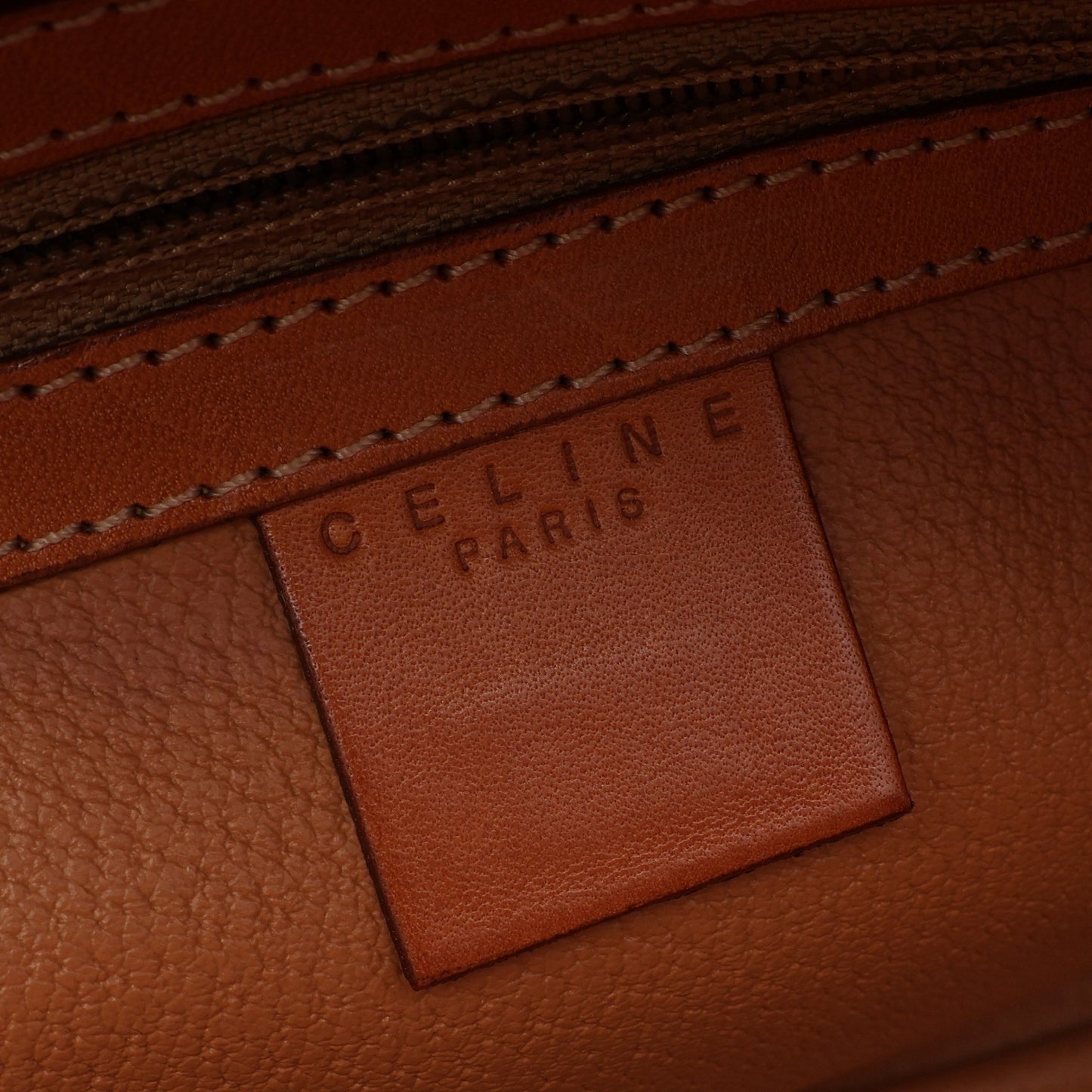マカダム ハンドバッグ PVC レザー ダークブラウン ベージュ セリーヌ バッグ CELINE
