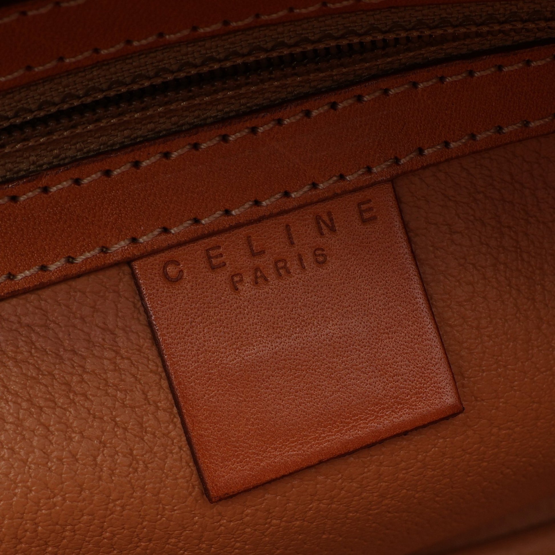 マカダム ハンドバッグ PVC レザー ダークブラウン ベージュ セリーヌ バッグ CELINE