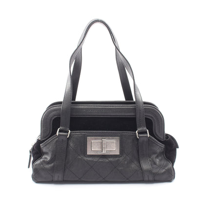 マトラッセ 2.55 アンティークシルバー金具 ショルダーバッグ キャビアスキン キャンバス ブラック シャネル バッグ CHANEL