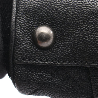 マトラッセ 2.55 アンティークシルバー金具 ショルダーバッグ キャビアスキン キャンバス ブラック シャネル バッグ CHANEL