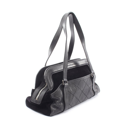マトラッセ 2.55 アンティークシルバー金具 ショルダーバッグ キャビアスキン キャンバス ブラック シャネル バッグ CHANEL