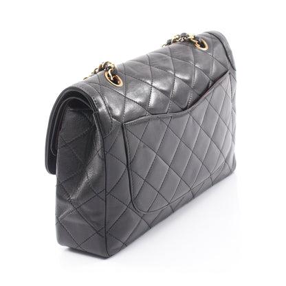 マトラッセ パリ限定 コンビ金具 Wチェーンショルダーバッグ ラムスキン ブラック シャネル バッグ CHANEL