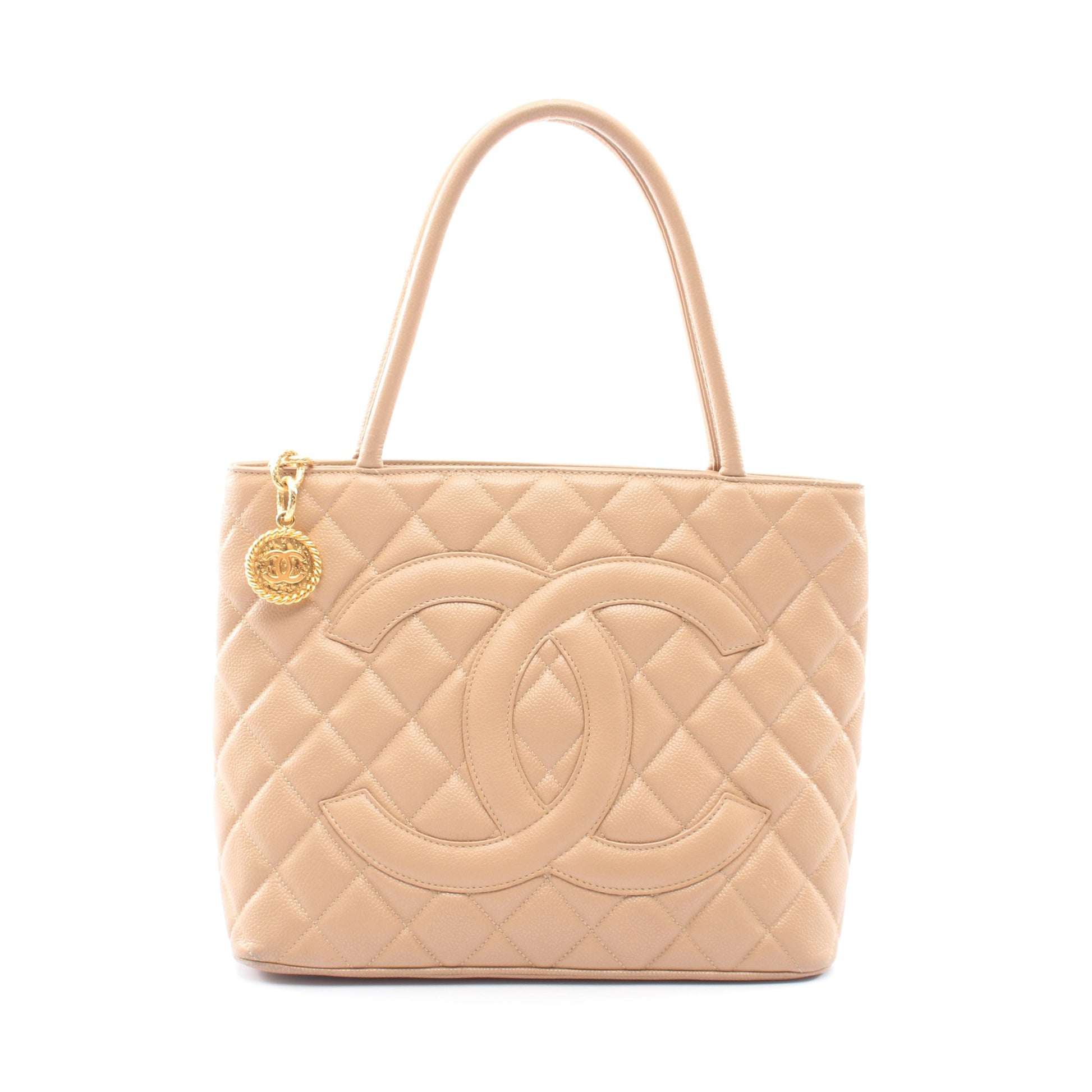 復刻トート ハンドバッグ トートバッグ キャビアスキン ベージュ ゴールド金具 シャネル バッグ CHANEL