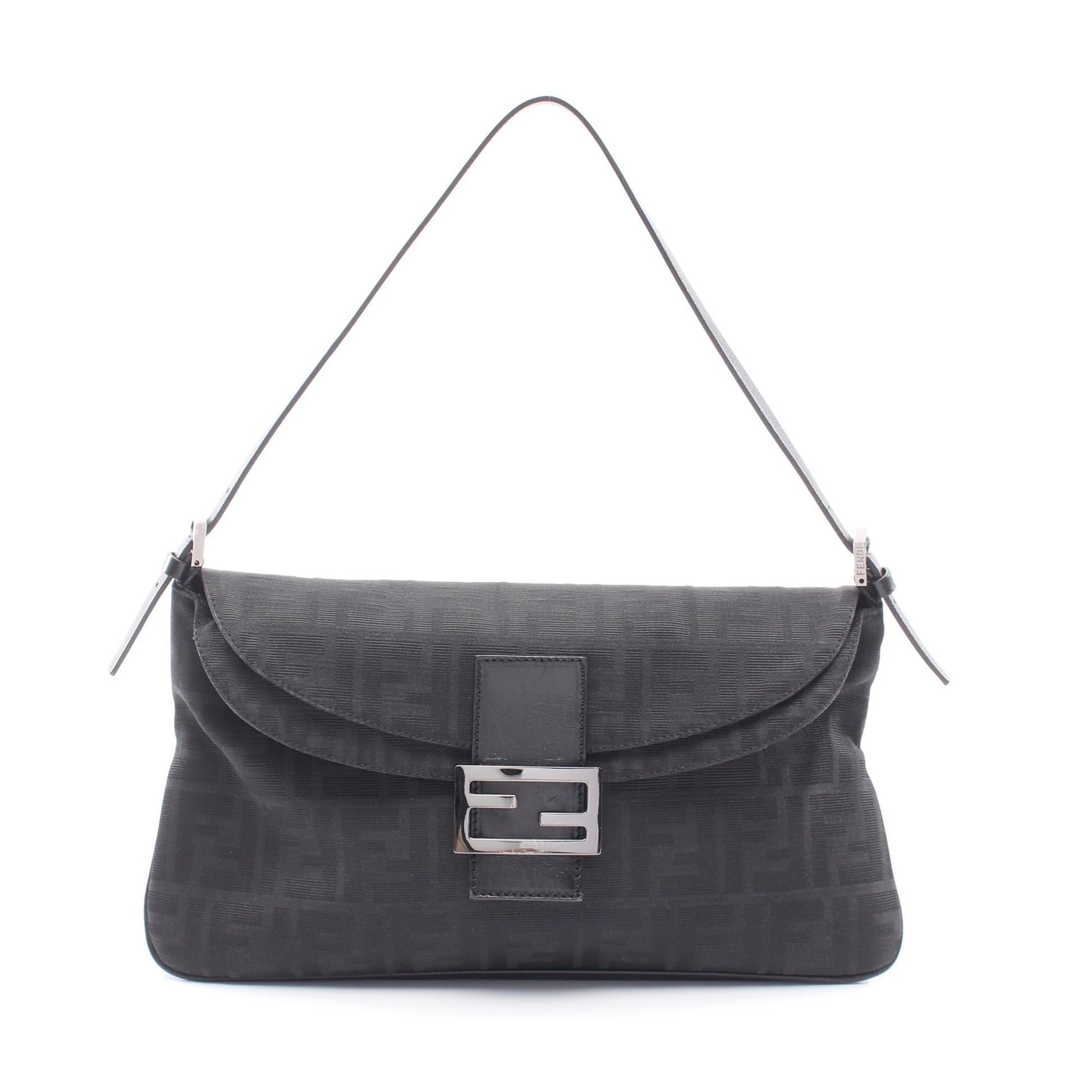 マンマバケット ズッカ ワンショルダーバッグ キャンバス レザー ブラック フェンディ バッグ FENDI