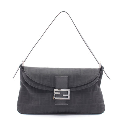 マンマバケット ズッカ ワンショルダーバッグ キャンバス レザー ブラック フェンディ バッグ FENDI