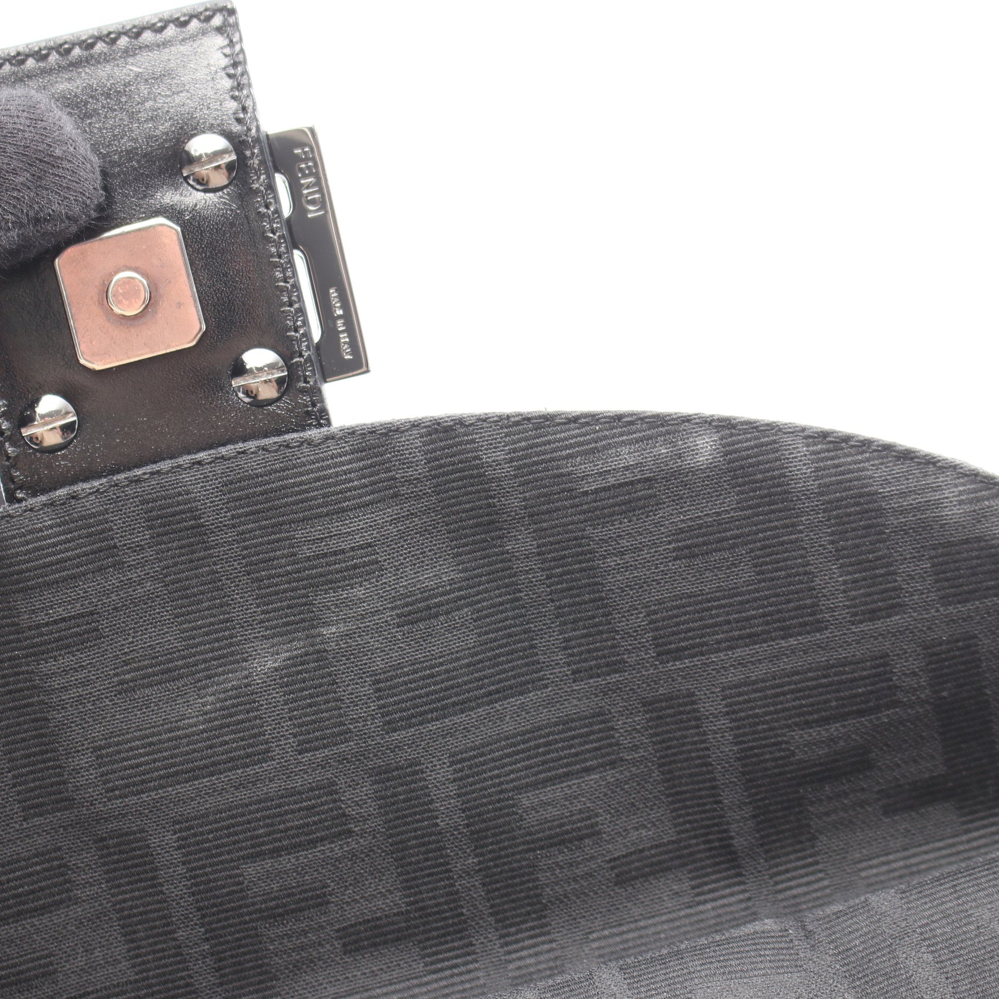 マンマバケット ズッカ ワンショルダーバッグ キャンバス レザー ブラック フェンディ バッグ FENDI