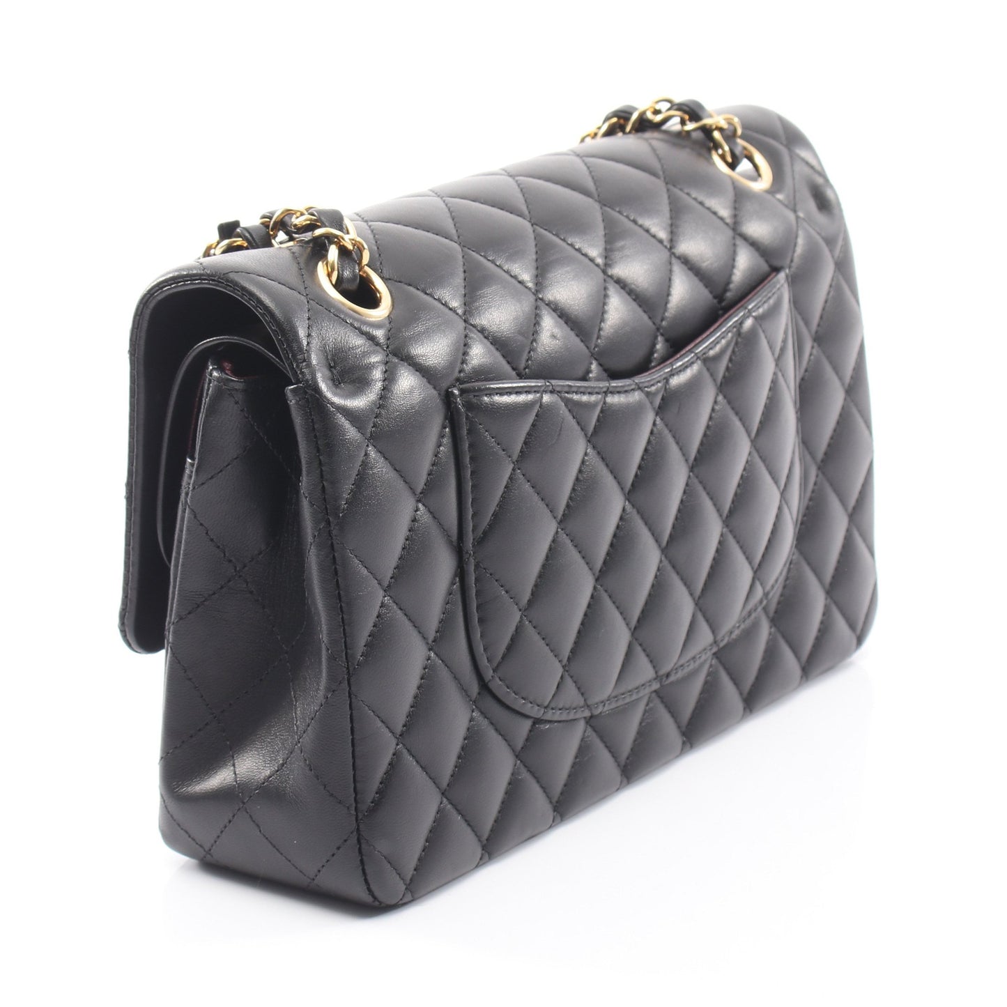 マトラッセ Wフラップ Wチェーンショルダーバッグ ラムスキン ブラック ゴールド金具 シャネル バッグ CHANEL