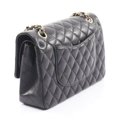マトラッセ Wフラップ Wチェーンショルダーバッグ ラムスキン ブラック ゴールド金具 シャネル バッグ CHANEL