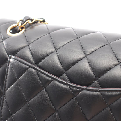 マトラッセ Wフラップ Wチェーンショルダーバッグ ラムスキン ブラック ゴールド金具 シャネル バッグ CHANEL