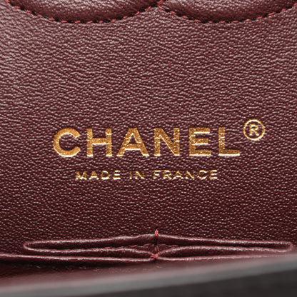 マトラッセ Wフラップ Wチェーンショルダーバッグ ラムスキン ブラック ゴールド金具 シャネル バッグ CHANEL