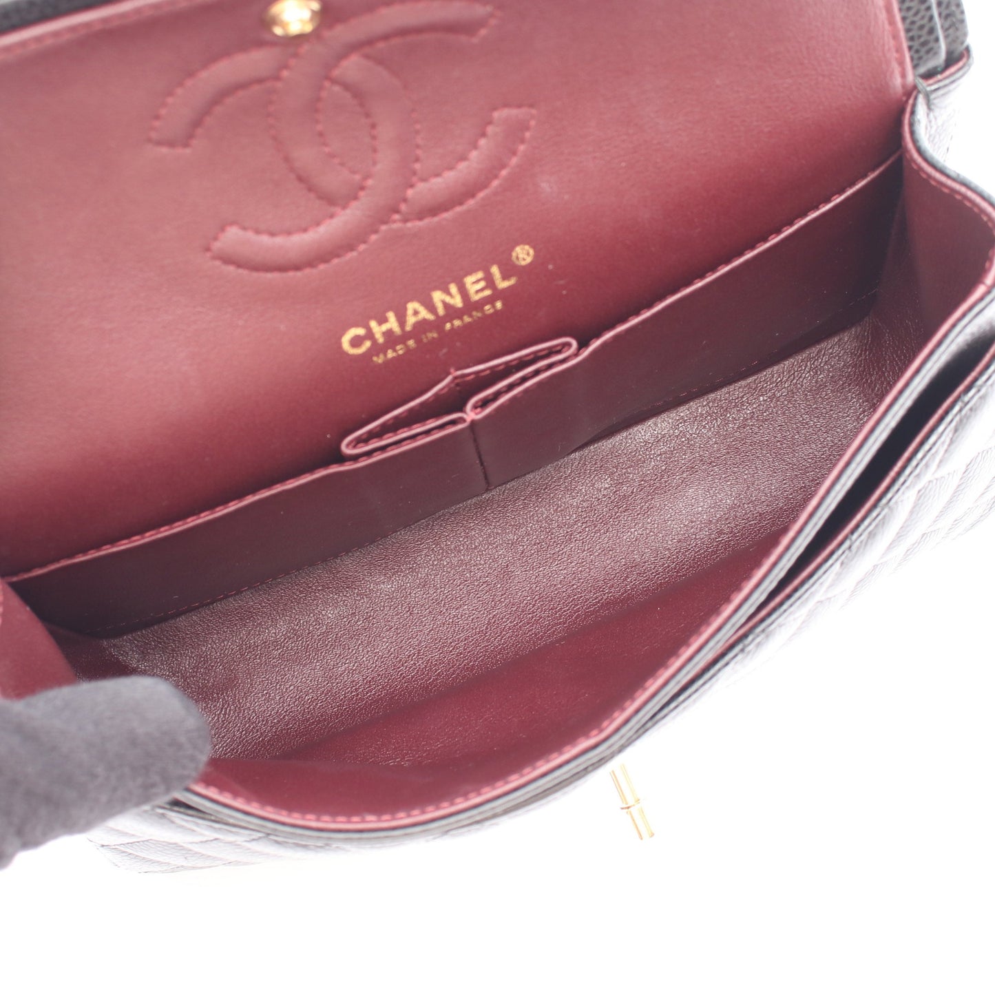 マトラッセ Wフラップ Wチェーンショルダーバッグ キャビアスキン ブラック ゴールド金具 シャネル バッグ CHANEL