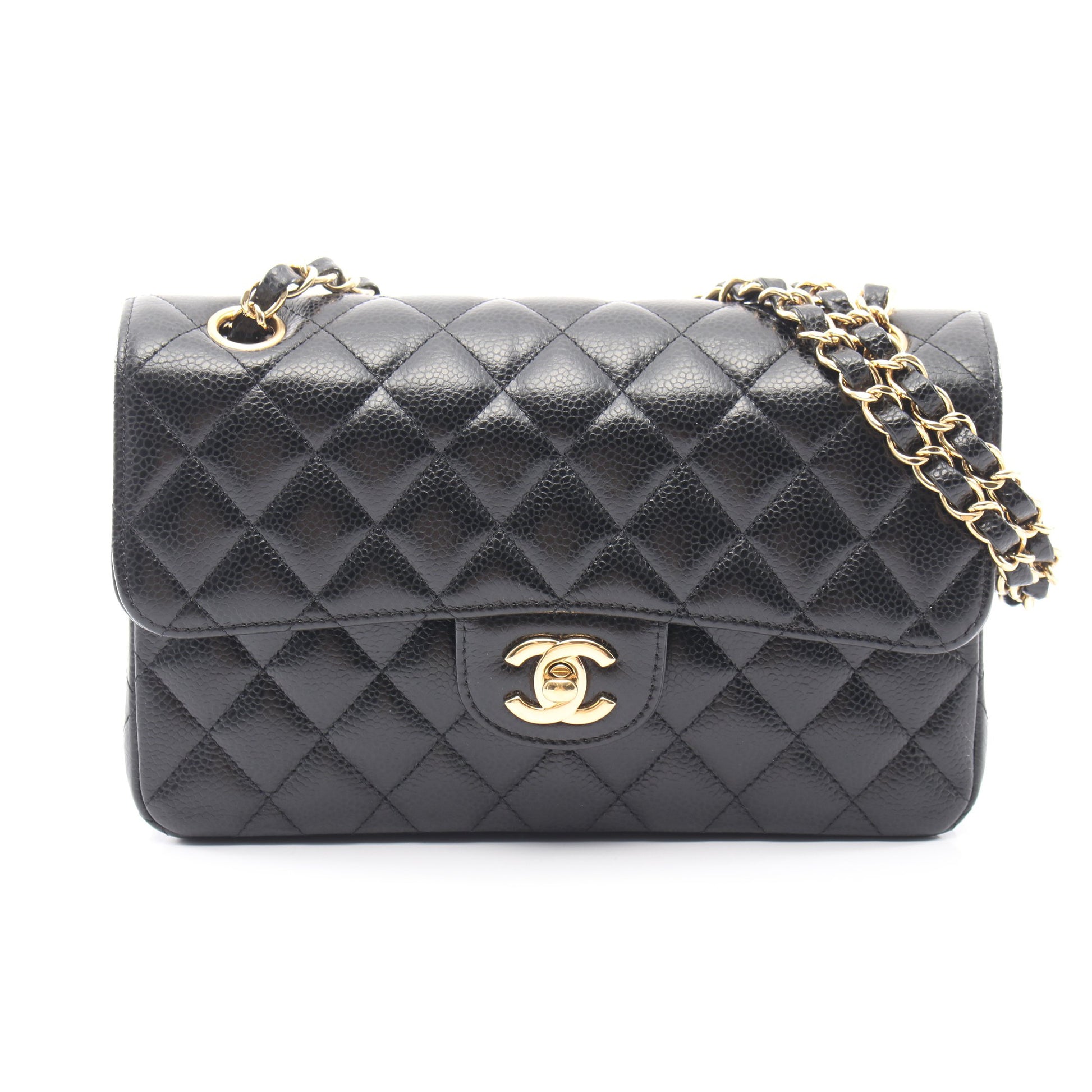 マトラッセ Wフラップ Wチェーンショルダーバッグ キャビアスキン ブラック ゴールド金具 シャネル バッグ CHANEL