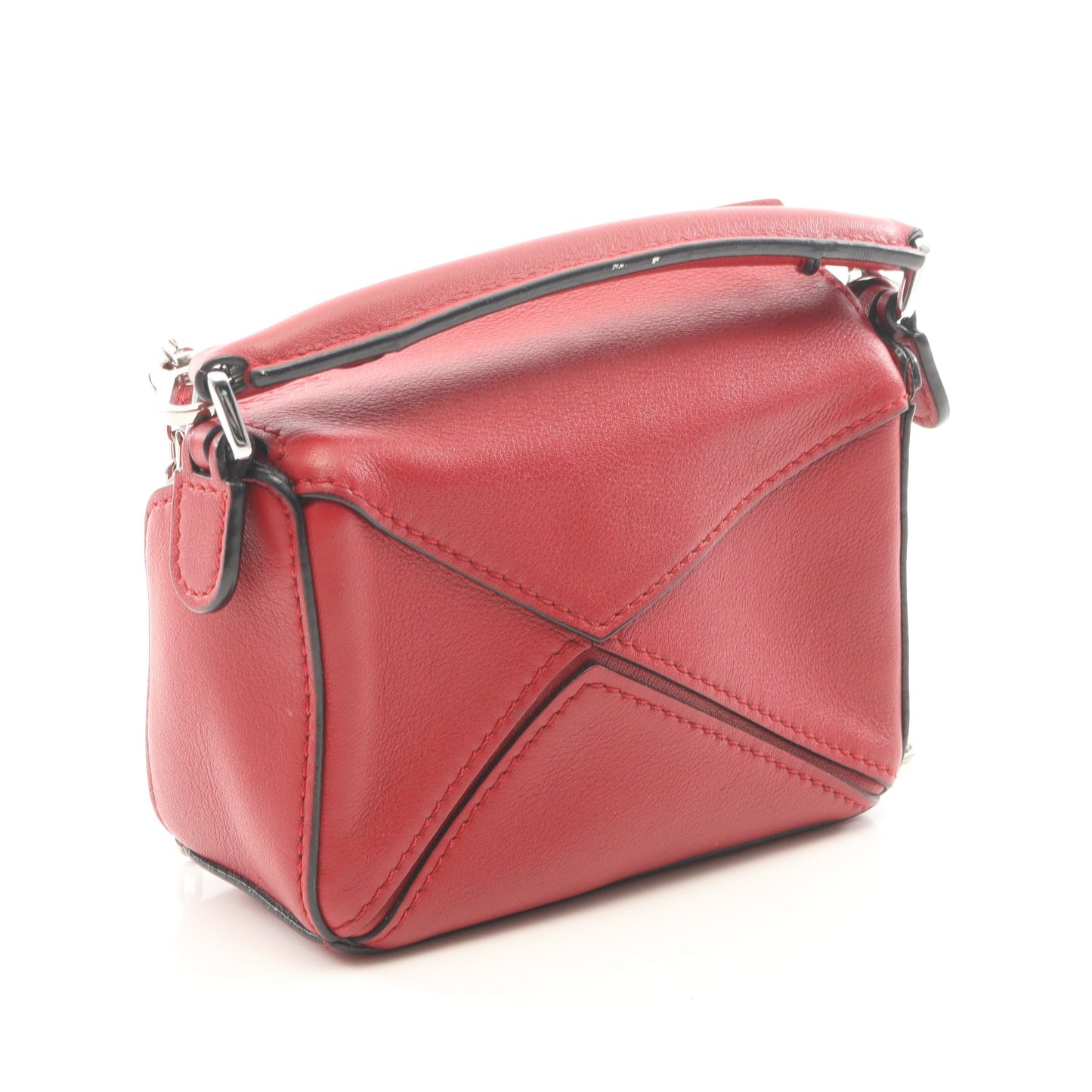 パズルバッグ ナノ 2WAY ハンドバッグ レザー レッド ロエベ バッグ LOEWE
